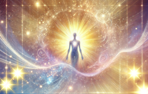 魂の成長を示す光に包まれる人