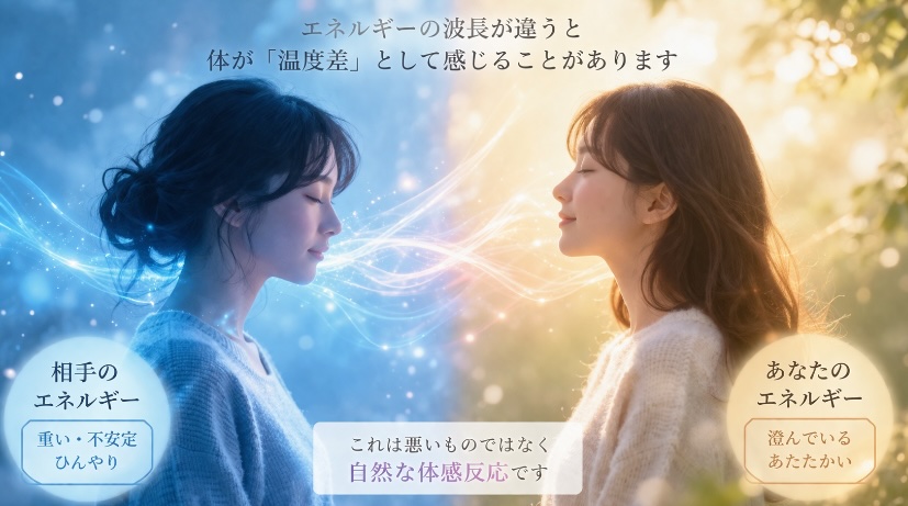 エネルギーの波長の違いによる温度差のイメージ